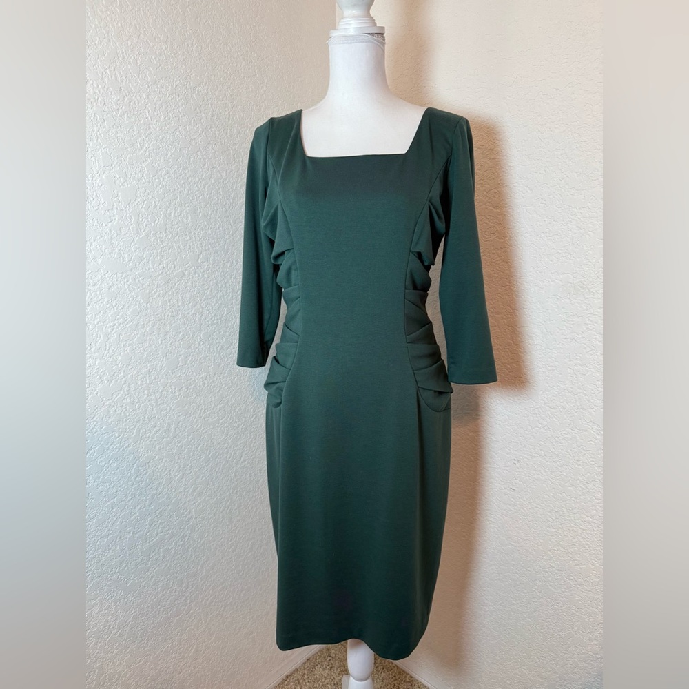David Meister Dark Green Midi Dress